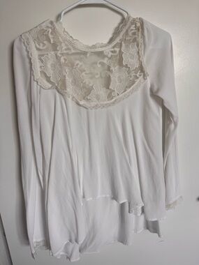 For Love and Lemons Women's Lace Blouse Size Small White Long Sleeve